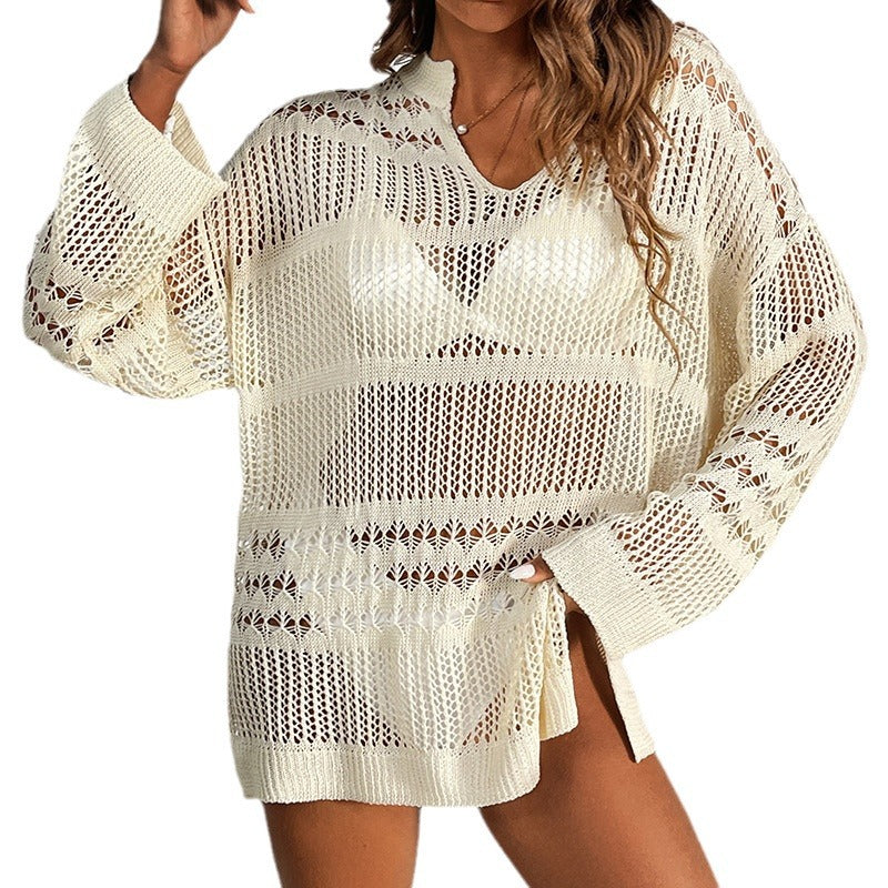 Women's modern knit pullover with transparent design Mune Fashion