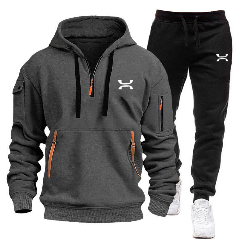 Men's Sporty Hoodie and Tracksuit Set with Functional Pockets and Sporty Cut Mune
