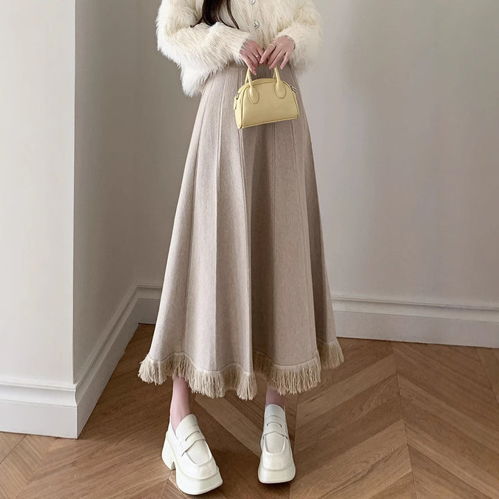 Women's Elegant Maxi Skirt with Fringes Mune Fashion