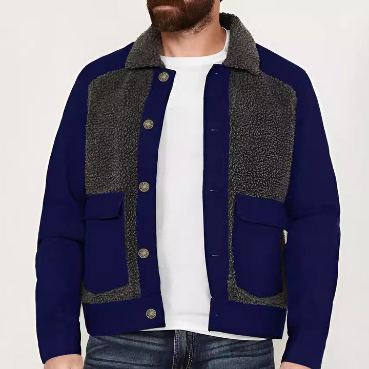 Men's overshirt jacket with teddy lining, patch pockets and button placket Mune Fashion