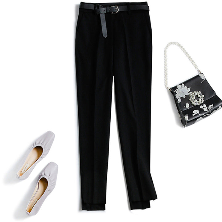 Women Elegant and Comfortable High-Waisted Suit Pants with Belt Drune