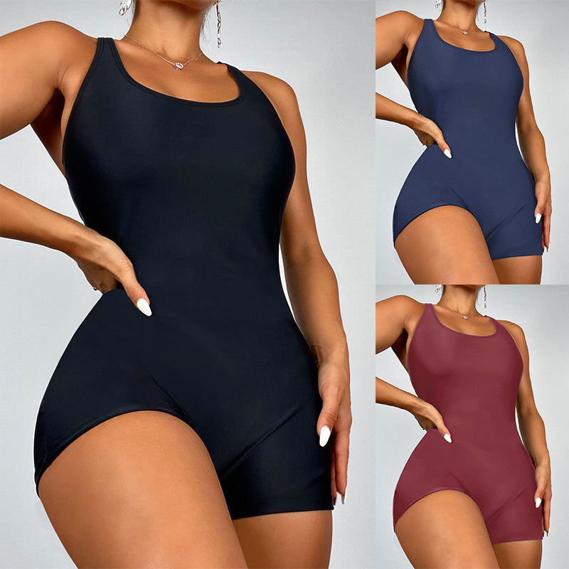 Women's Sporty One-Piece Swimsuit with Deep Neckline Mune Fashion