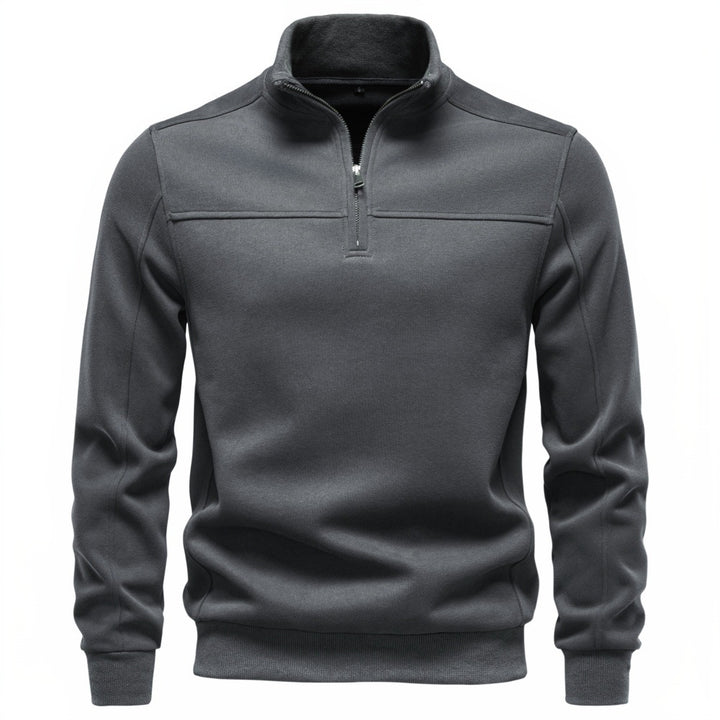 Men's High Collar Sweatshirt with Half Zip and Thermal Fleece Lining Mune Fashion