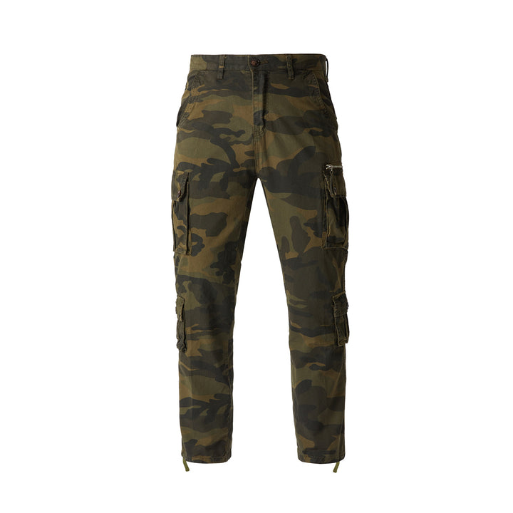 Men's cargo pants in camouflage military style with multiple pockets and adjustable ankle straps Mune Fashion