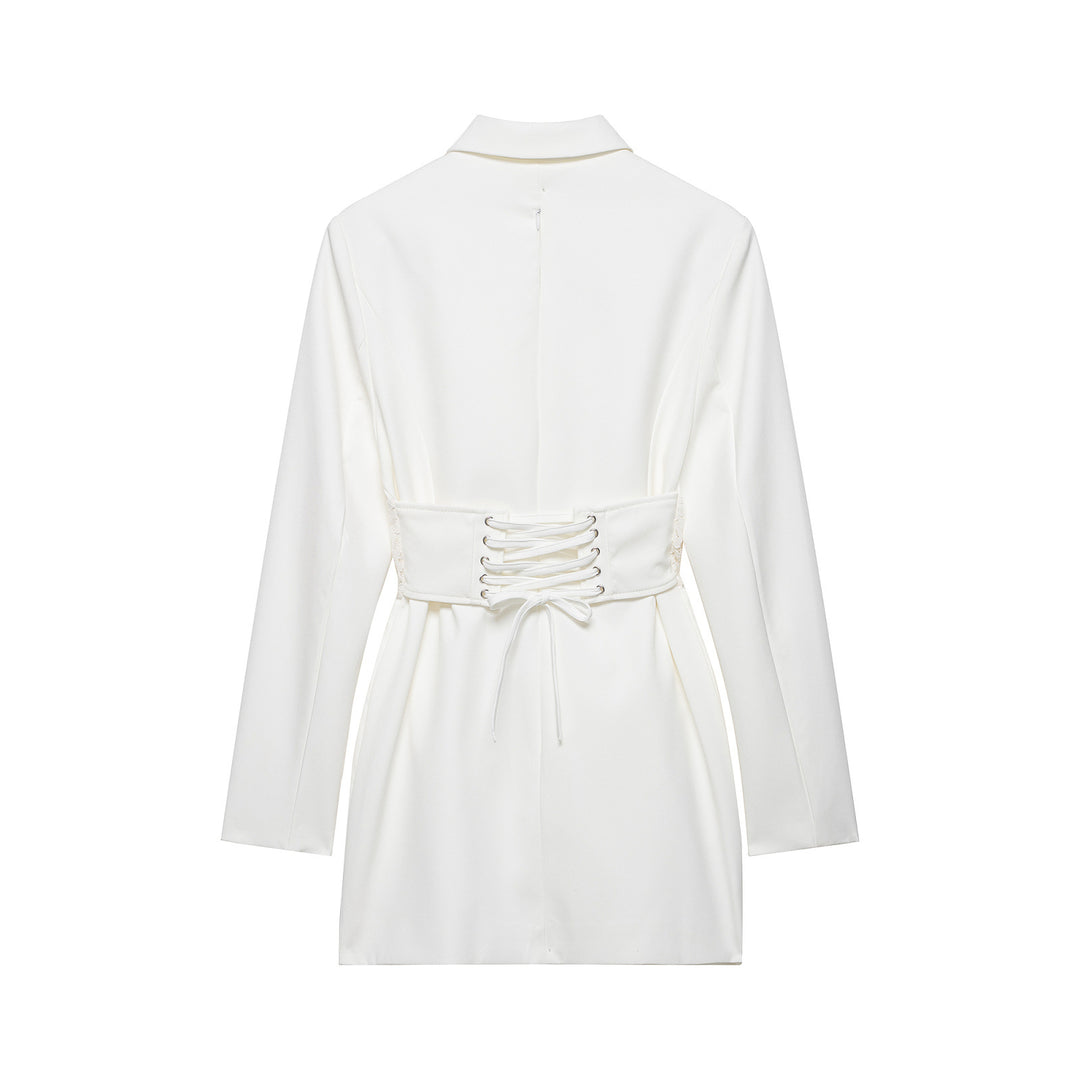 Women's Tailored Blazer Dress with Integrated Lace Corset Mune Fashion