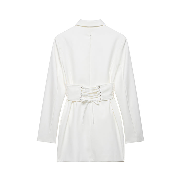 Women's Tailored Blazer Dress with Integrated Lace Corset Mune Fashion