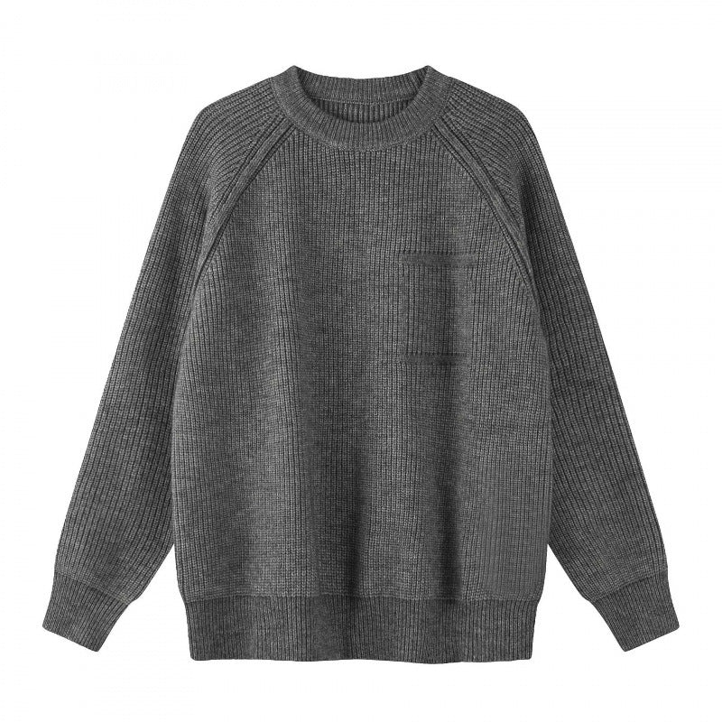 Unisex Oversize Fine Knit Sweater with Round Neck, Raglan Sleeves and Ribbed Cuffs Mune Fashion