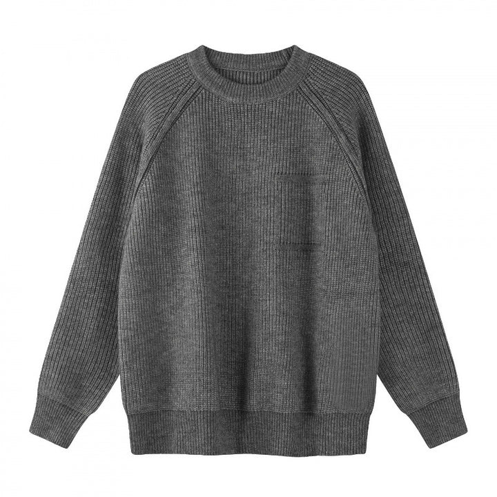 Unisex Oversize Fine Knit Sweater with Round Neck, Raglan Sleeves and Ribbed Cuffs Mune Fashion