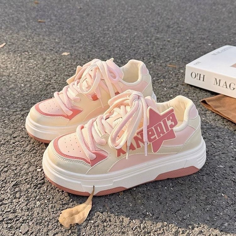 Women's Chunky Sneaker with Thick Sole and Breathable Upper Material Mune Fashion