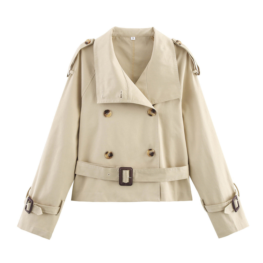 Women's stylish and elegant short plaid trench coat