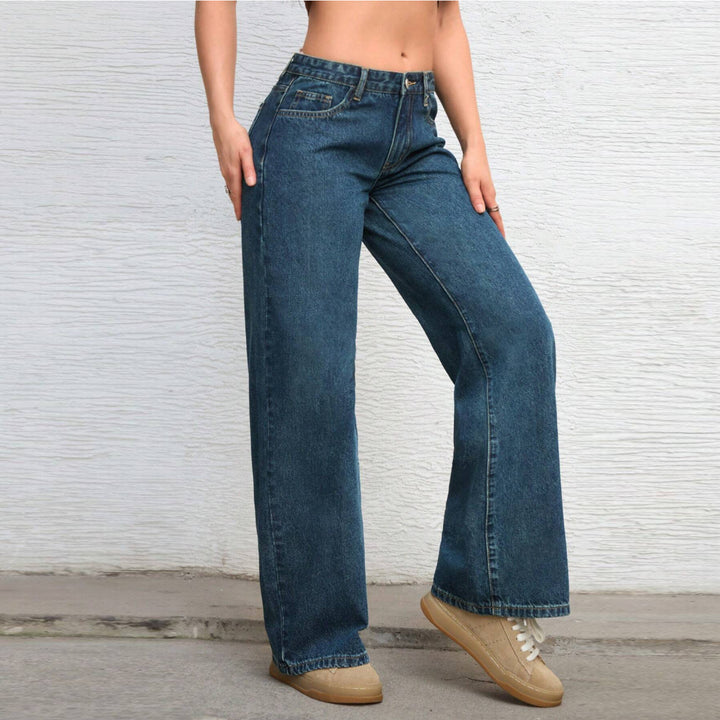 Women High-waisted wide Vintage Denim Pants Mune Fashion