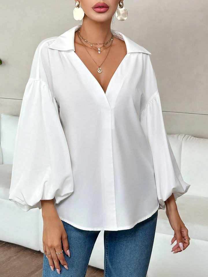 Women’s oversized blouse with voluminous puff sleeves and polka dot pattern Mune Fashion