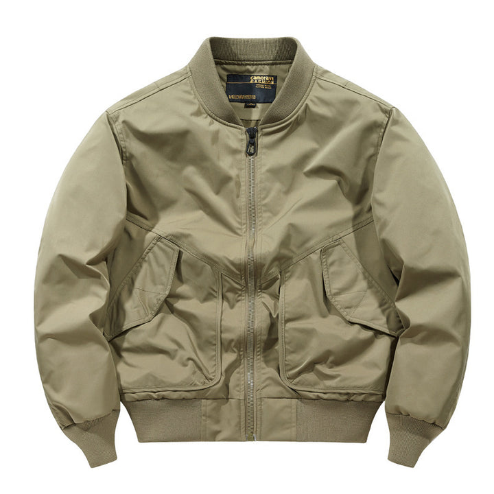 Men's Oversized Nylon Bomber Jacket with distinctive flap pockets and ribbed cuffs Mune Fashion