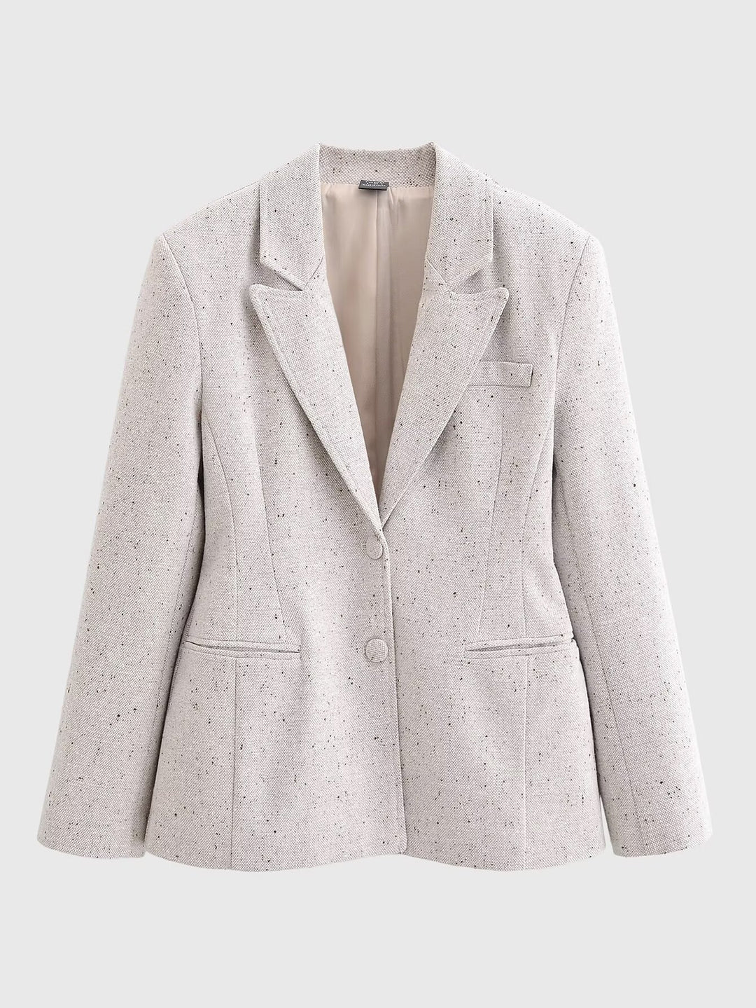 Women Tailored Bouclé Blazer with Princess Seams and Hidden Button Placket Mune Fashion