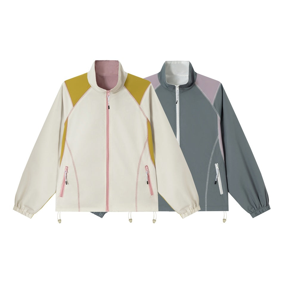 Unisex Lightweight Softshell Training Jacket with Stand-Up Collar, Contrast Panels and Drawstring Mune Fashion