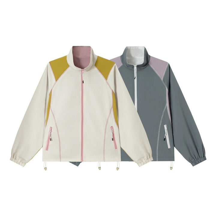 Unisex Lightweight Softshell Training Jacket with Stand-Up Collar, Contrast Panels and Drawstring Mune Fashion