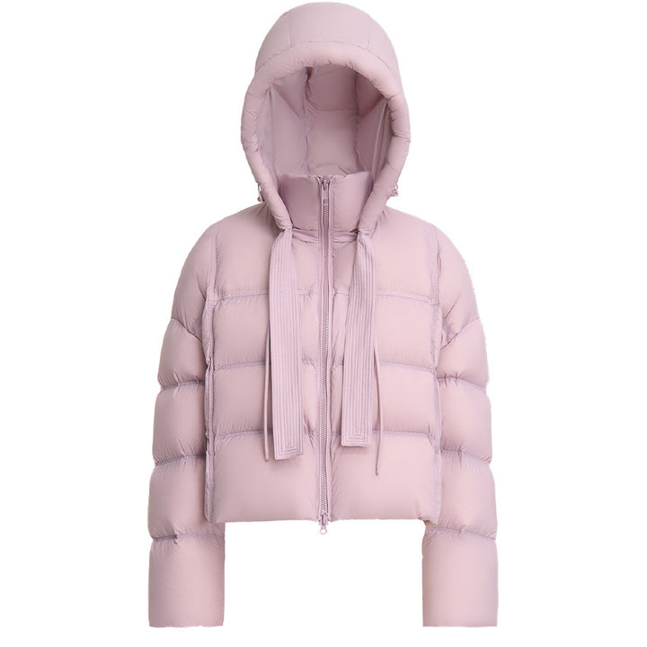 Women Short Cut Boxy Quilted Jacket with Voluminous Hood and Drawstring Mune Fashion