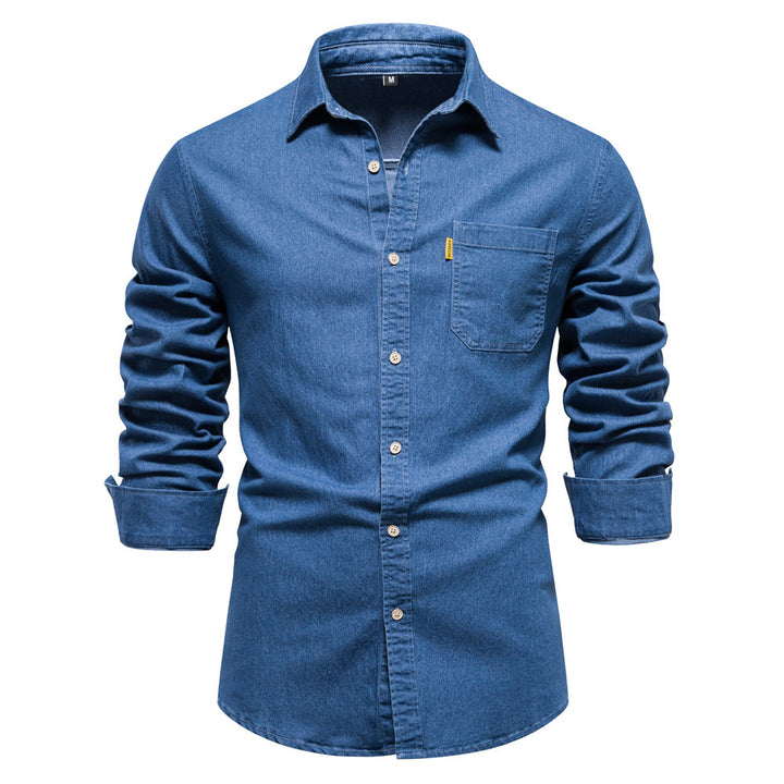 Men's narrow cut denim shirt with Kent collar and patch chest pockets Mune Fashion