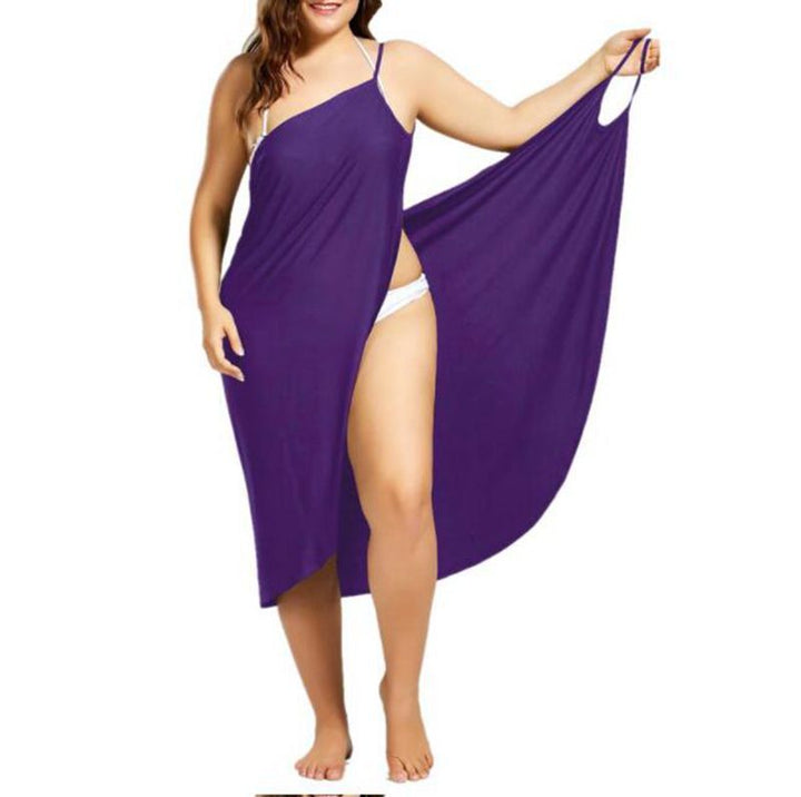 Women's nan versatile beach pareo wrap dress with spaghetti straps and asymmetrical hem Mune Fashion