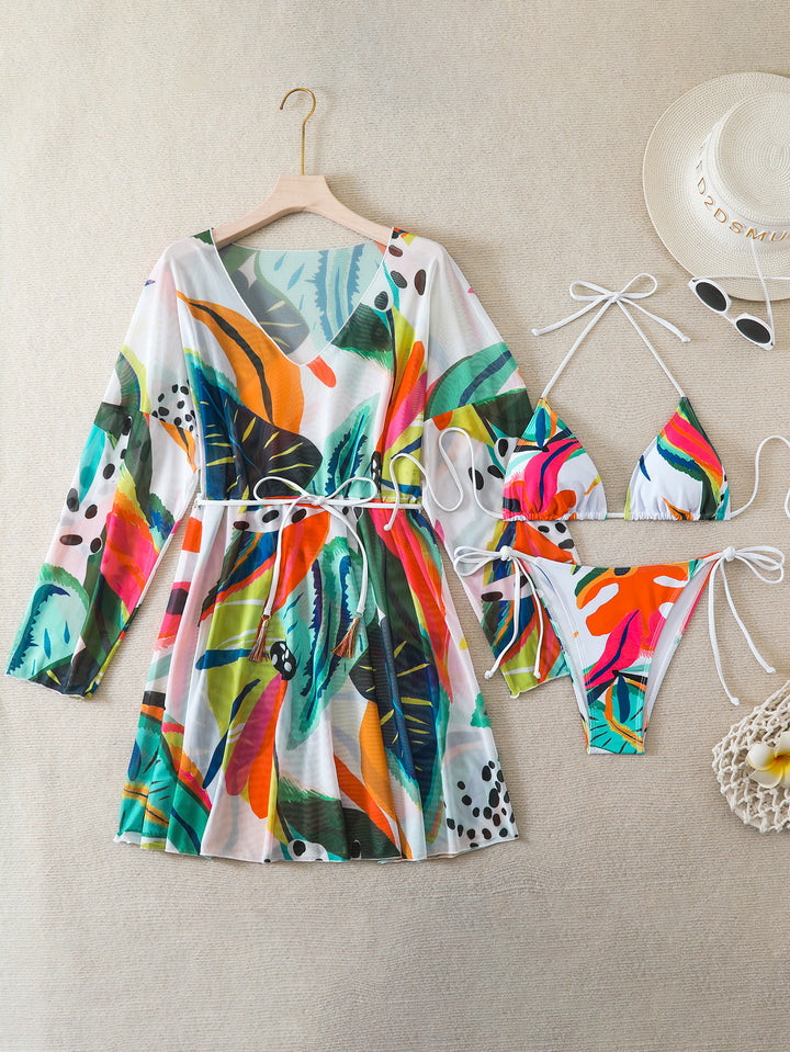 Ladies Bikini Set with Casual Beach Dress Mune Fashion
