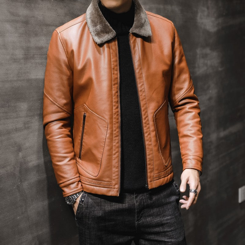 Men's Classic Leather Jacket with Lining Mune Fashion