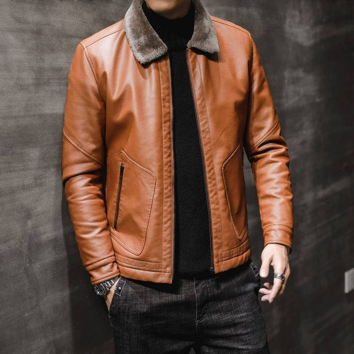 Men's Classic Leather Jacket with Lining Mune Fashion