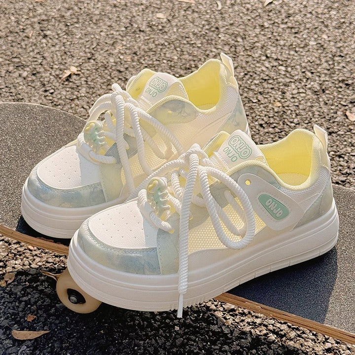 Women's Sporty Platform Sneakers with Breathable Mesh Upper and Fashionable Details Mune Fashion