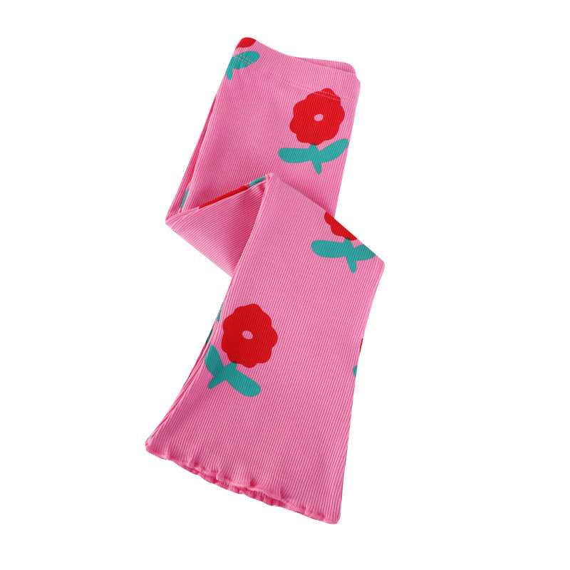 Girls flare leggings with cheerful floral pattern Mune Fashion