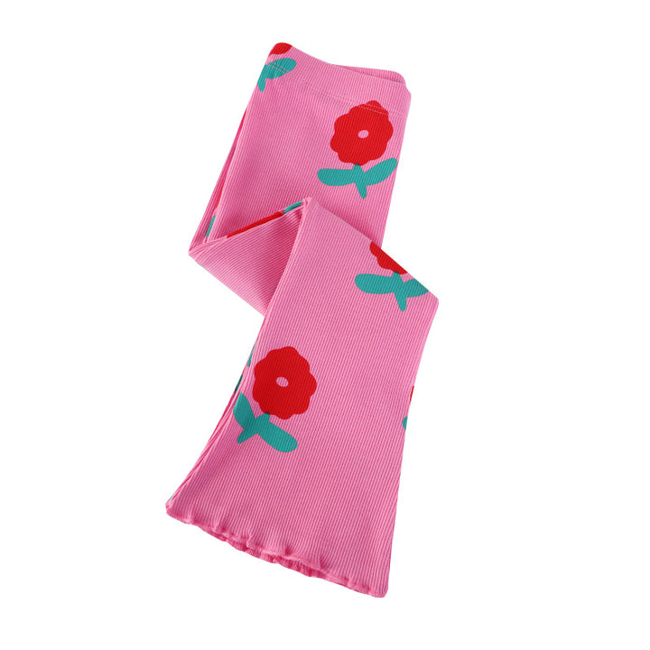 Girls flare leggings with cheerful floral pattern Mune Fashion