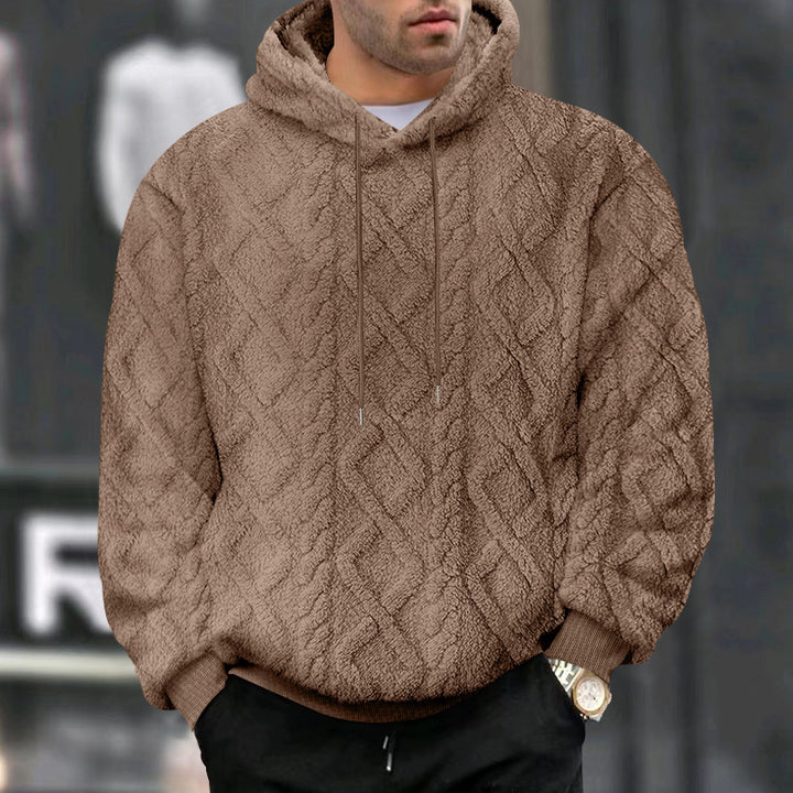 Men's cuddly oversized teddy hoodie with hood and diamond texture Mune Fashion