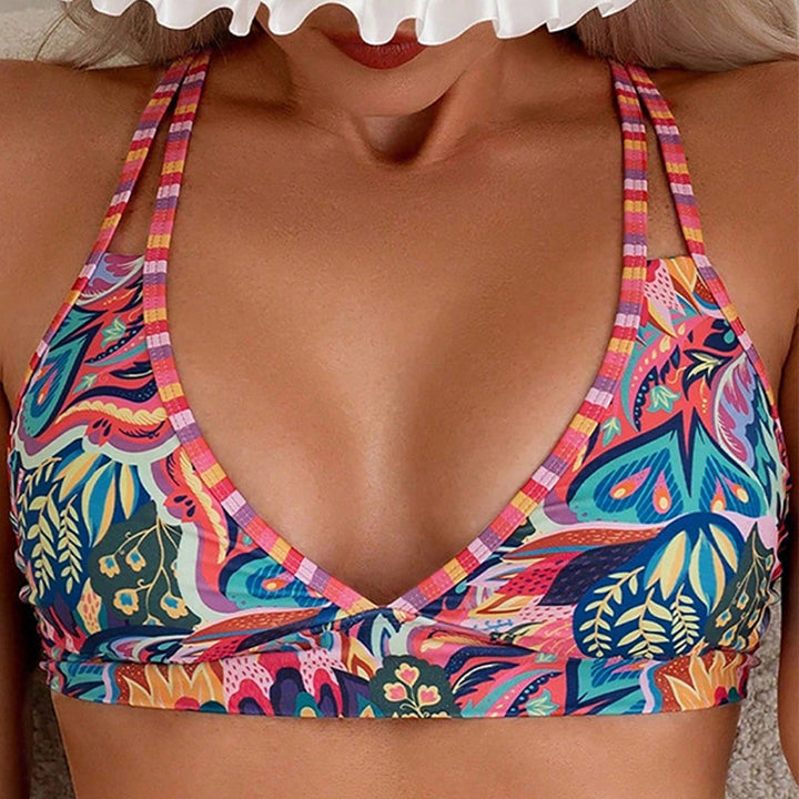 Women's triangle bikini top with floral pattern and sporty straps Mune Fashion