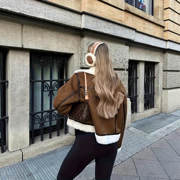 Women Casual and Warm Sheepskin Jacket