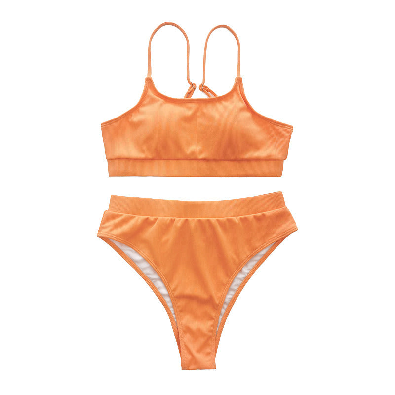 Women's High-Waist Bikini Set with Ribbed Top Mune Fashion