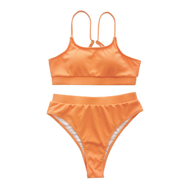 Women's High-Waist Bikini Set with Ribbed Top Mune Fashion