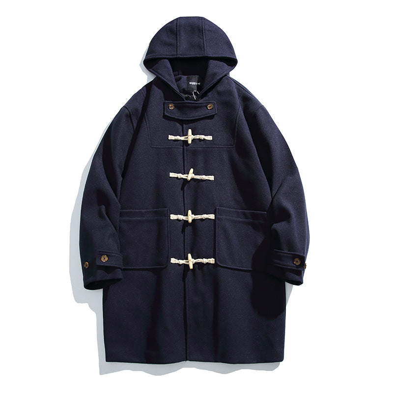 Men's wool blend duffle coat with hood and toggle closures Mune Fashion