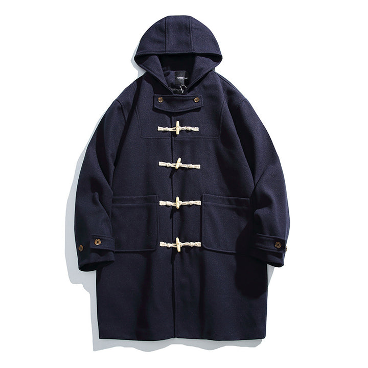 Men's wool blend duffle coat with hood and toggle closures Mune Fashion