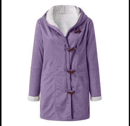 Women's teddy-lined duffle coat with hood, faux fur interior lining and toggle closures Mune Fashion