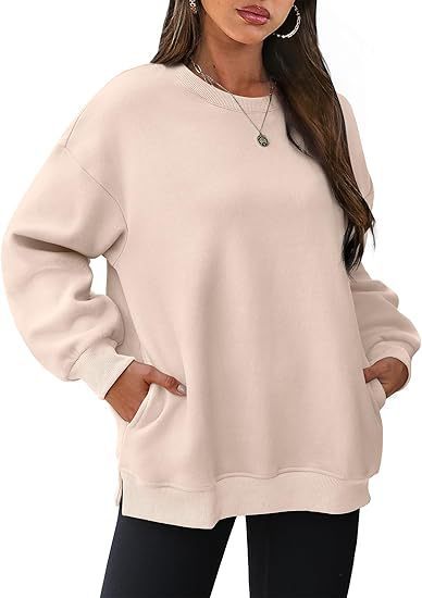 Women’s casual oversized sweatshirt with side pockets, ribbed hem, and dropped shoulder Mune Fashion