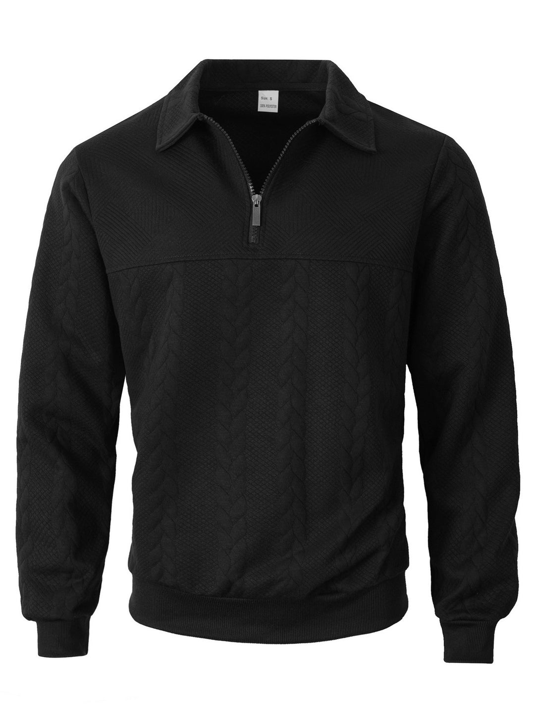 Men's Structured Sweater with Cable Pattern and Short Zip Mune Fashion