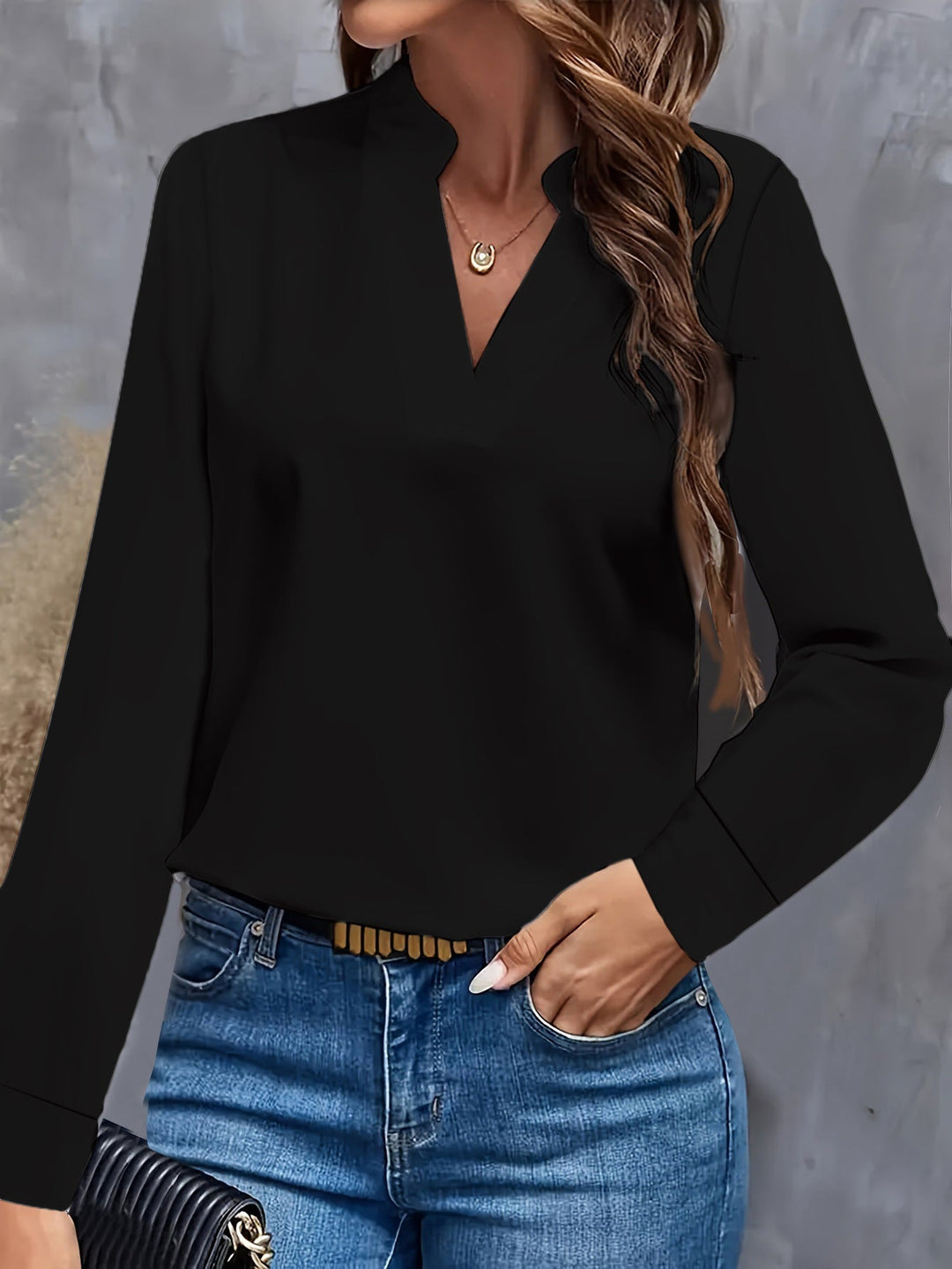 Women’s blouse with stand-up collar and long sleeves Mune Fashion