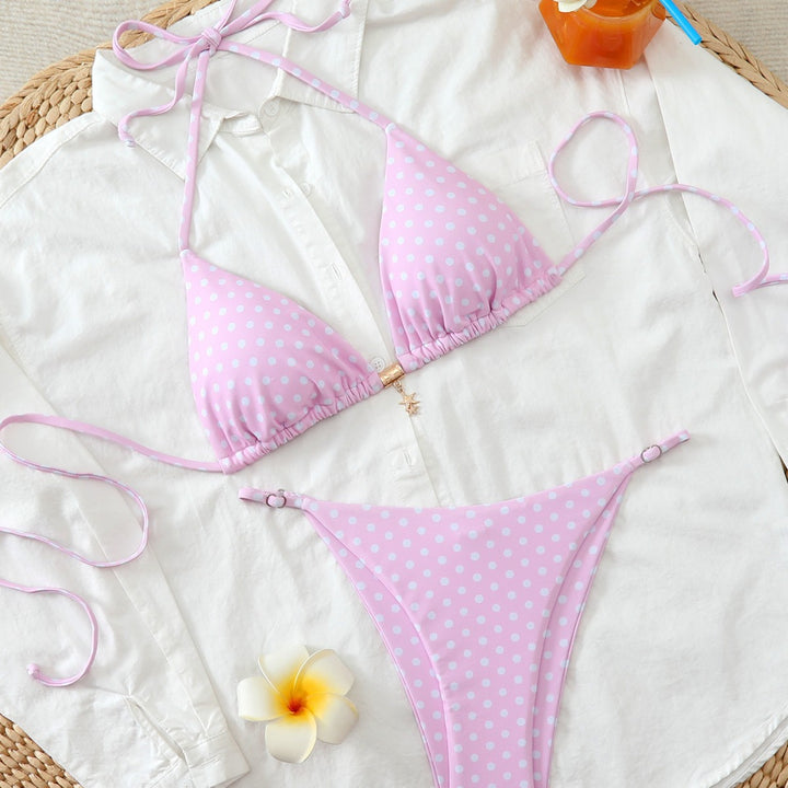 Ladies Colorfully Polka-Dotted Triangle Bikini Mune Fashion