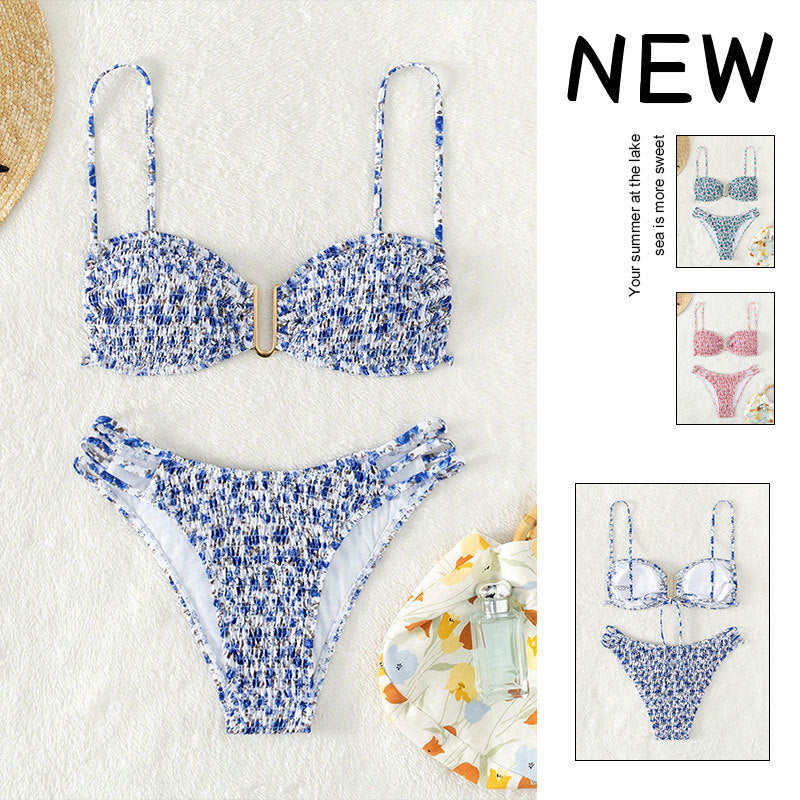 Women Push-Up Bikini with adjustable straps and gold accents Mune Fashion