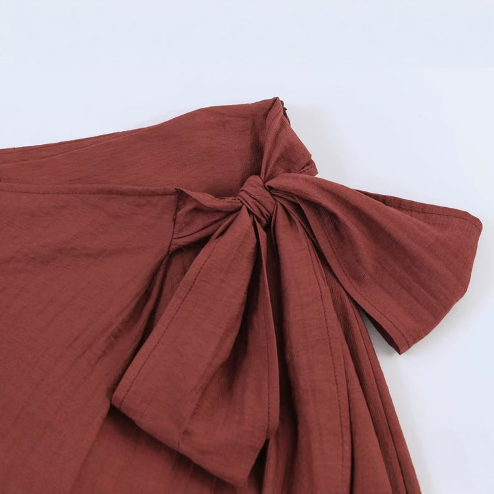 Women Wide High-Waist Palazzo Pants with Wrap Skirt Look and Waist Tie Mune Fashion
