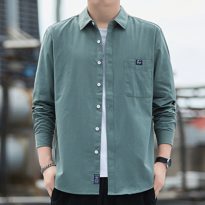 Men's Cotton Overshirt in Casual Look with Chest Pocket & Shirt Collar Mune Fashion