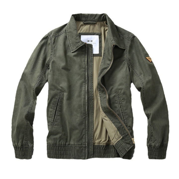 Men's casual canvas field jacket with zipper and elastic hem Mune Fashion