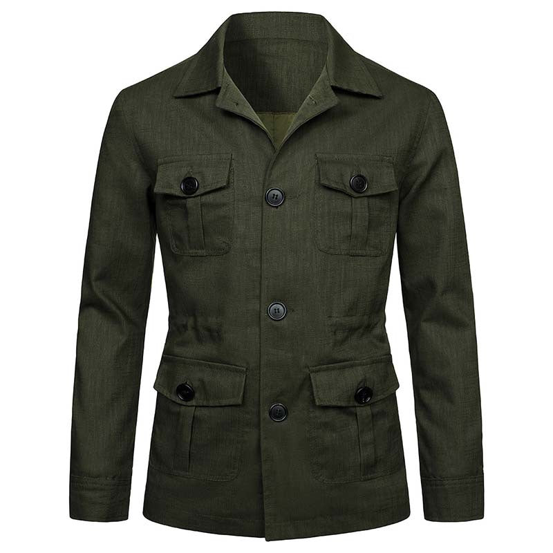 Men's Safari Linen Jacket with four patch pockets Mune Fashion