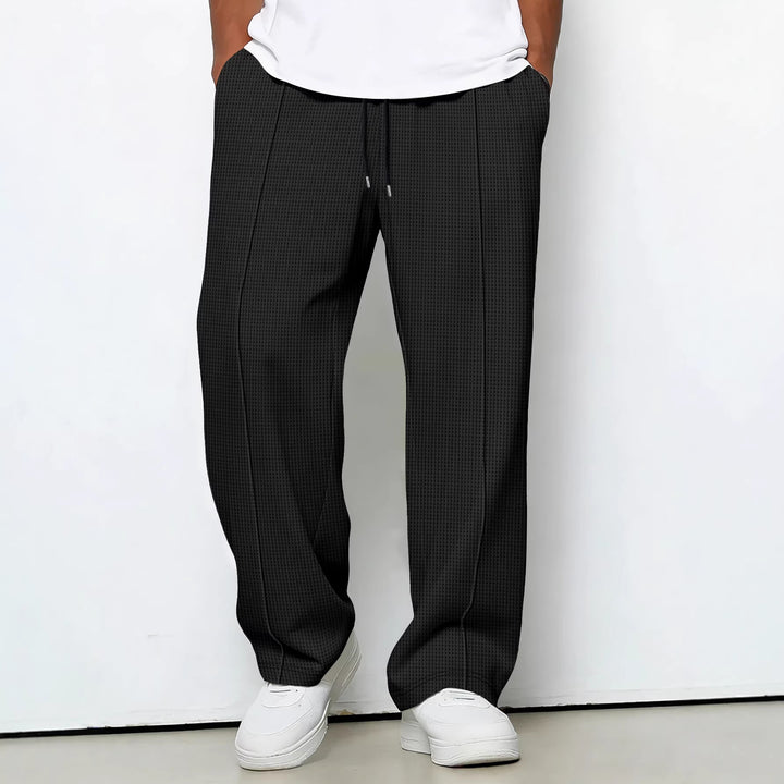 Men's custom-made jogging pants with drawstring waistband, crease and structured stretch quality Mune Fashion