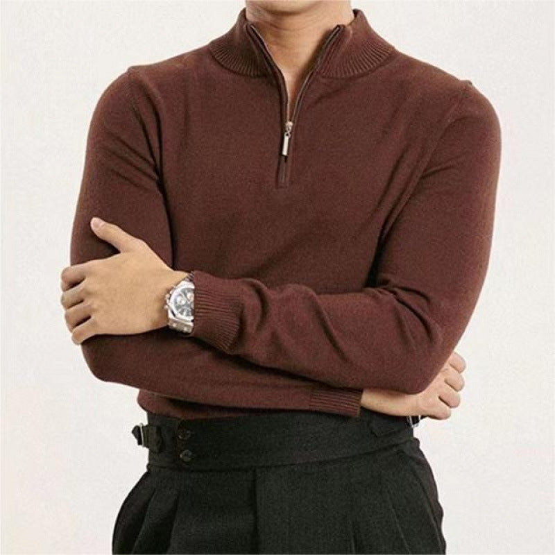 Men's luxurious fine knit half zip pullover with concealed zipper and narrow rib Mune Fashion