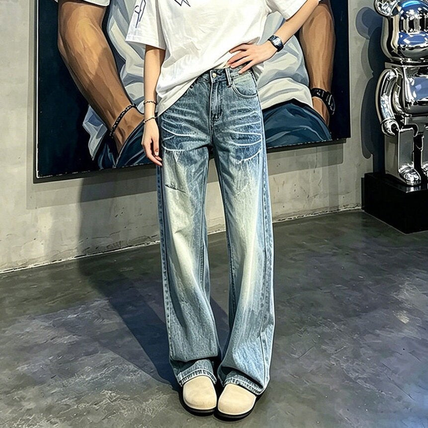 Women Wide Cut Jeans Mune Fashion