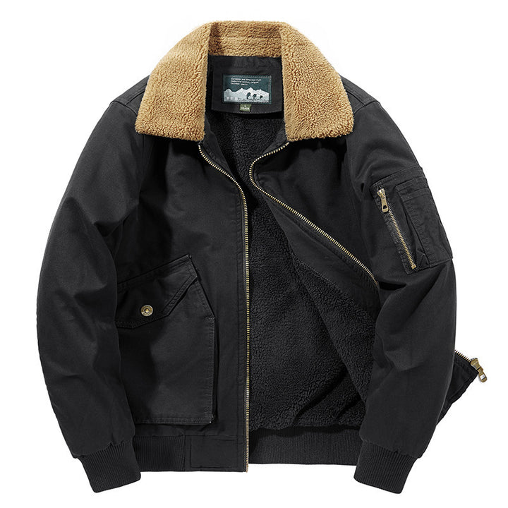 Men's pilot jacket with continuous sherpa lining and lambskin collar Mune Fashion
